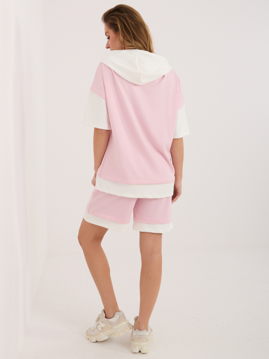 Compleu sport ecru-roz cu pantaloni scurți Rue Paris | UFashion [3]