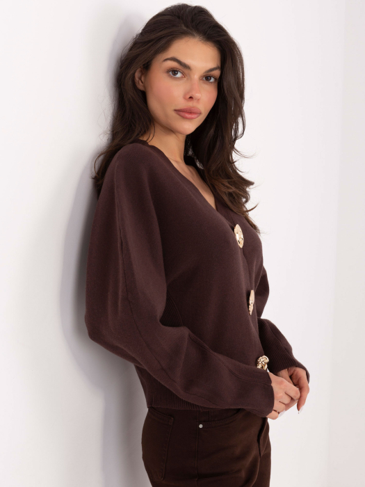 Pulover cu inchidere pe capse Maro [5]