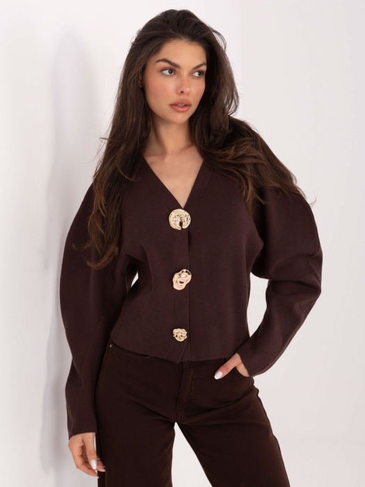 Pulover cu inchidere pe capse Maro [6]