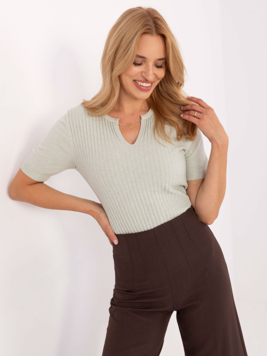 Pulover elegant cu mâneci scurte și lanț decorativ [6]