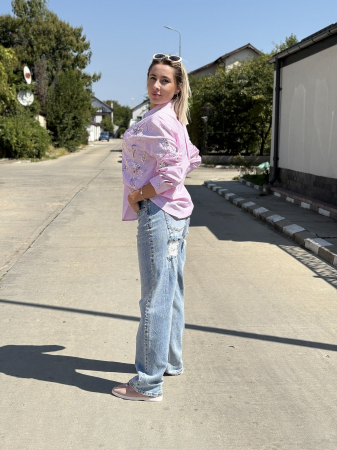Blugi wide leg cu ținte metalice – model premium [3]