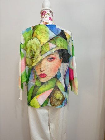 Bluză damă cu imprimeu artistic verde – design modern statement [1]