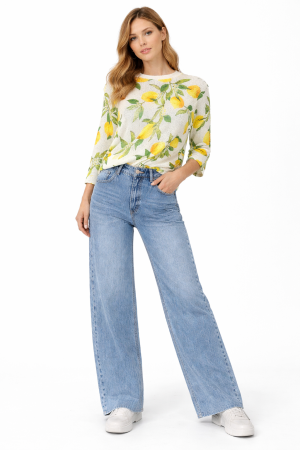 Geci/Paltoane - Bluză damă cu imprimeu lămâi – fresh & vibrantă
