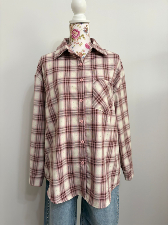 Cămașă damă tip jachetă în carouri – overshirt bumbac, mărime unică [1]