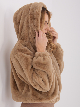 Jachetă de blană cu fermoar și glugă [1]