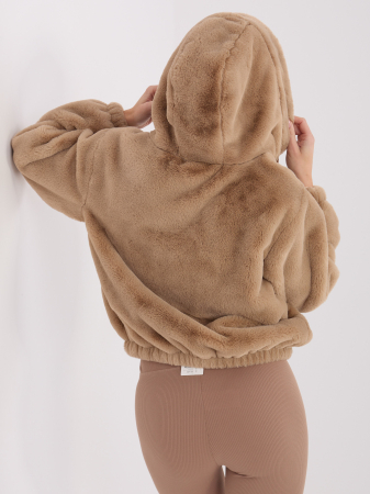 Jachetă de blană cu fermoar și glugă [2]