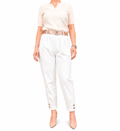 Pantaloni - Pantaloni casual cu talie elastica si curea