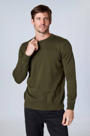 Pulovere - Pulover Bărbătesc Basic – Kaki