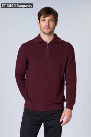 Pulovere - Pulover Bărbătesc cu Fermoar – Burgundy