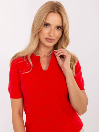 Pulovere - Pulover elegant cu mâneci scurte și lanț decorativ