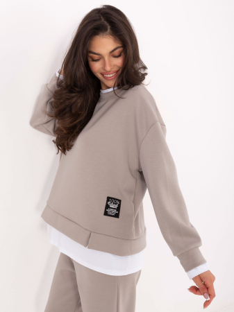 Treninguri - Set damă din material moale cu bluză fără glugă