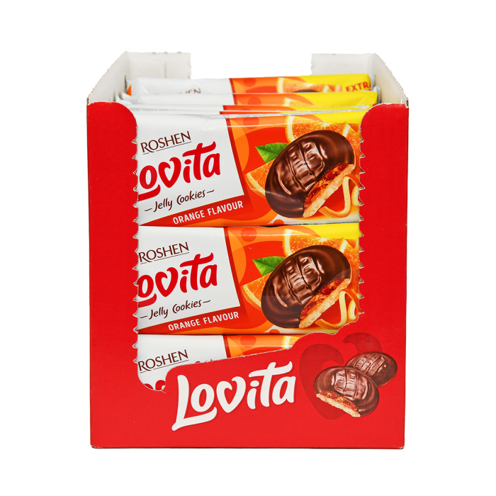 Biscuiți Roshen Biscuiti LOVITA cu ciocolata si jeleu de portcala135 gr Mica [2]