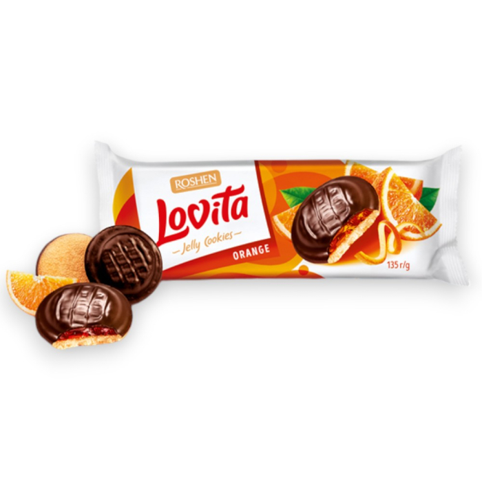 Biscuiți Roshen Biscuiti LOVITA cu ciocolata si jeleu de portcala135 gr Mica [1]