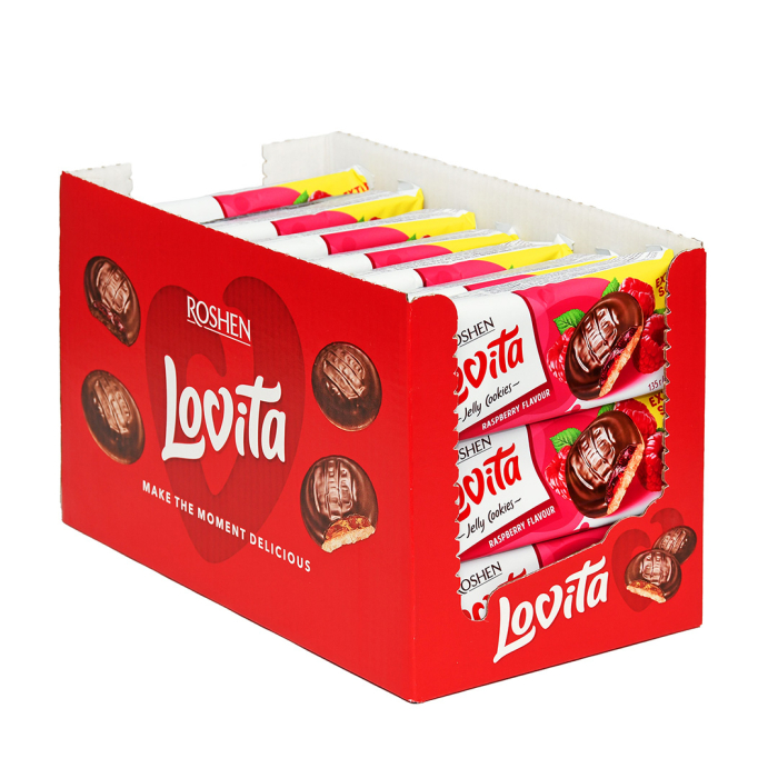 Biscuiți Roshen Biscuiti LOVITA cu ciocolata si jeleu de zmeura  135 gr Mica [2]