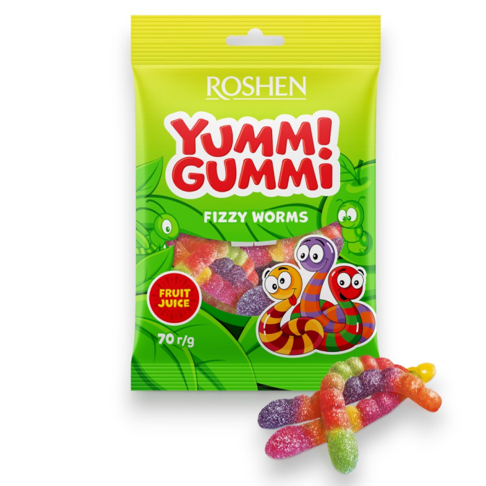 Jeleuri Roshen Jeleuri Yummi Gummi Fizzy Worms 70 gr [1]