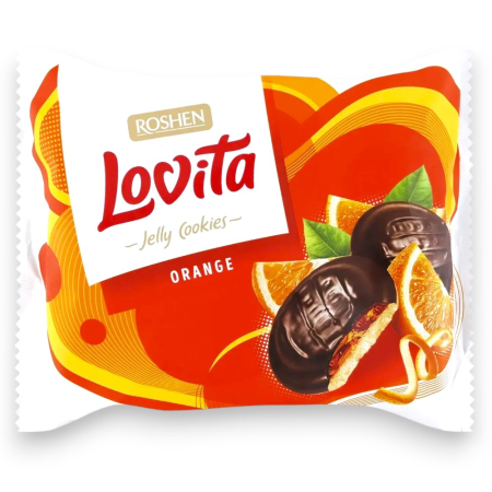 Biscuiți - Biscuiți Roshen Biscuiti LOVITA cu jeleu de portocale 420 g Mare