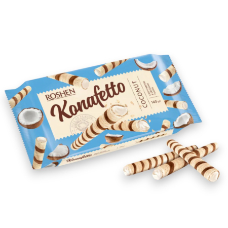 Dulciuri - Napolitane Roshen RULOURI DE NAPOLITANE KONAFETTO Cocos 140 gr