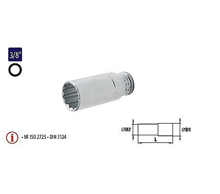 Scule Manuale - Capete chei tubulare lungi cu dublu hexagon 3/8” - DH 16