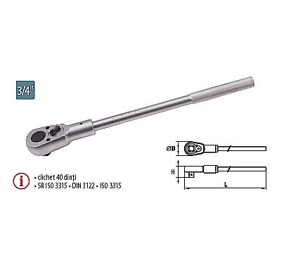 Truse de scule manuale - Antrenor cu clichet reversibil 3/4”