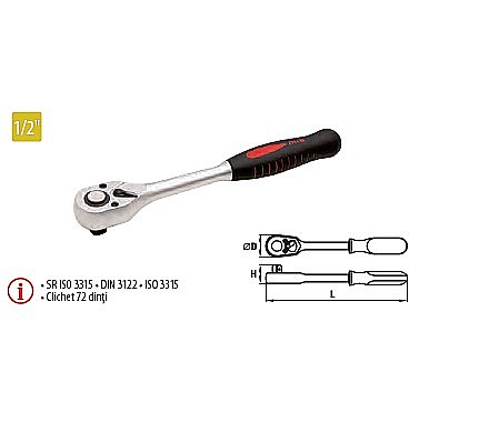 Truse de scule manuale - Antrenor cu clichet reversibil MONTAJ GREU 1/2”