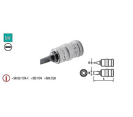 Scule Manuale - Capete chei tubulare cu bit locaş cu crestătură 1/4” LC 0,6×4