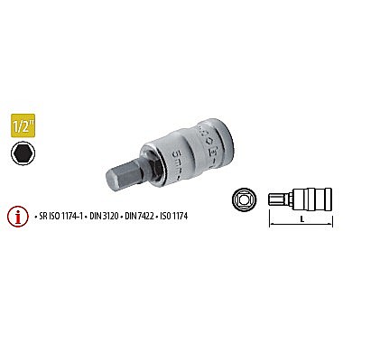 Truse surubelnite,biti - Capete chei tubulare cu bit locaş hexagonal 1/2” HX8