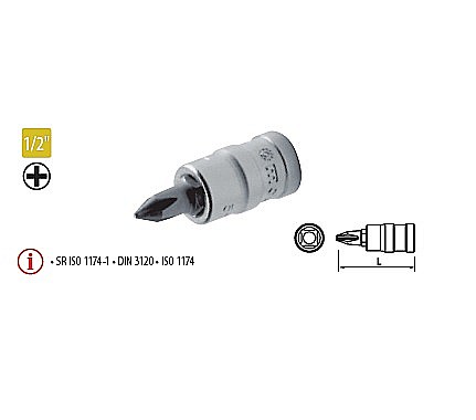 Truse de scule manuale - Capete chei tubulare cu bit locaş Phillips 1/2” PH4