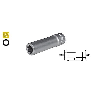 Truse de scule manuale - Capete chei tubulare lungi cu profil Torx 1/2” E18