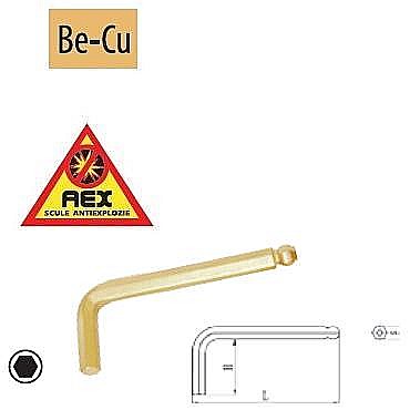 Surubelnite,biti AEX - Chei locaş hexagonal cu cap sferic - AEX, S=6mm