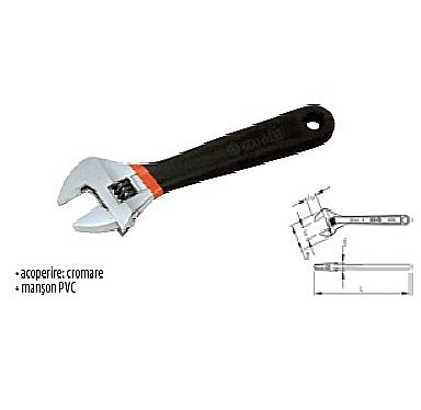 Scule Manuale - Chei reglabile cu rolă şi manşon PVC 200 mm