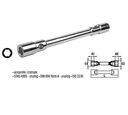 Scule Manuale - Chei tubulare duble din bară, lungi 32x33