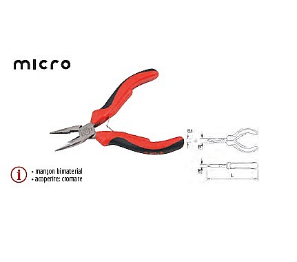 Patenti,clesti - Cleşte AT MICRO cu vârf semirotund şi tăiş 125