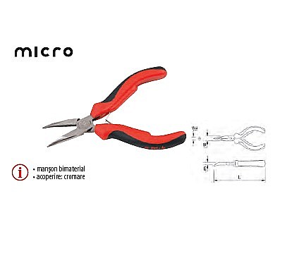 Patenti,clesti - Cleşte BT MICRO cu vârf semirotund îndoit 125