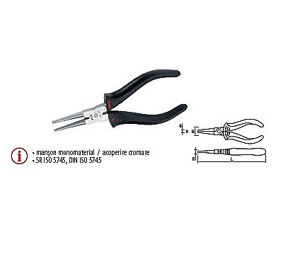 Patenti,clesti - Cleşte cu vârf rotund, manşon monomaterial 170