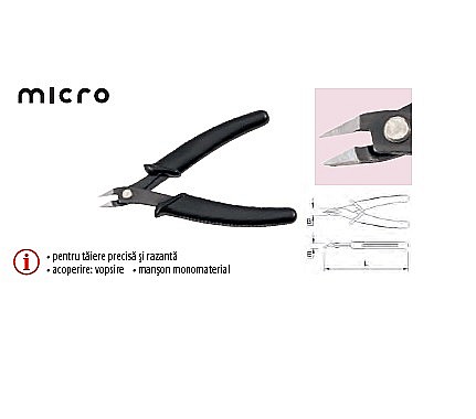 Patenti,clesti - Cleşte MICRO cu tăiş lateral drept 130