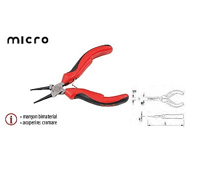 Patenti,clesti - Cleşte MICRO cu vârf rotund 125