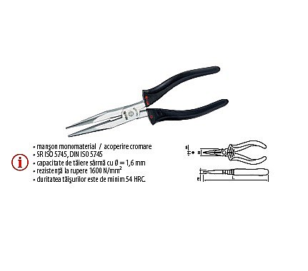 Patenti,clesti - Cleşti AT cu vârf semirotund şi tăiş, manşon monomaterial 170