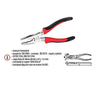 Patenti,clesti - Cleşti combinaţi, manşon bimaterial 160