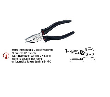 Patenti,clesti - Cleşti combinaţi, manşon monomaterial 160