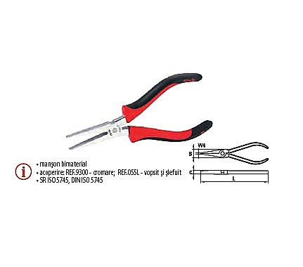 Patenti,clesti - Cleşti cu vârf lat, manşon bimaterial 170