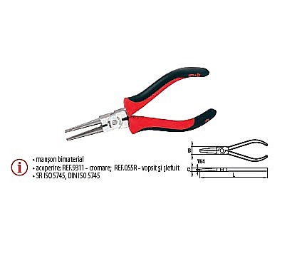 Patenti,clesti - Cleşti cu vârf rotund, manşon bimaterial 170