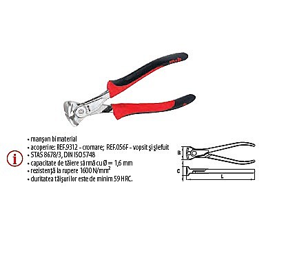 Patenti,clesti - Cleşti IF cu tăiş faţă, manşon bimaterial 160