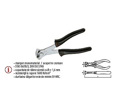 Patenti,clesti - Cleşti IF cu tăiş faţă, manşon monomaterial 200