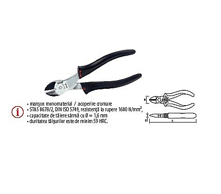 Patenti,clesti - Cleşti IL cu tăiş lateral, manşon monomaterial 160