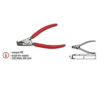 Patenti,clesti - Cleşti îndoiţi pentru inele siguranţă, arbore 19-60