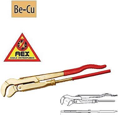 Scule Anti EX - Cleşti pentru ţevi tip S cu gura la 45° - AEX, 3"