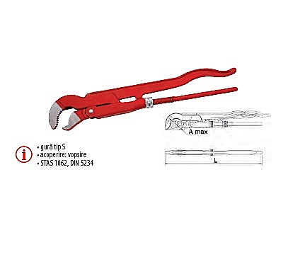 Scule Manuale - Cleşti suedezi pentru ţevi cu gură tip S 1 ½