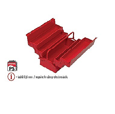 Valize pentru scule - Cutii rabatabile cu 5 compartimente - 1 mâner 450x200x200