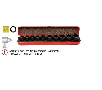 Truse tubulare - Set 10 capete chei tubulare de impact 1/2”
