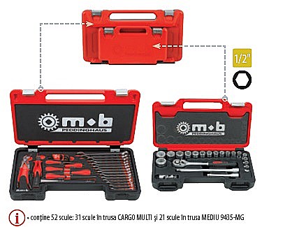 Truse scule generale - Trusă scule manuale Fusion Box JUNIOR conţine 52 scule: 31 scule în trusa CARGO MULTI şi 21 scule în trusa MEDIU